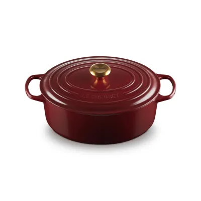 Le Creuset Bräter oval Signature 31cm | Gusseisen | Induktion | 6,3 Liter | spülmaschinengeeignet | Garnet
