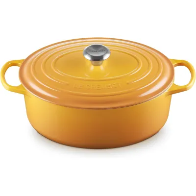 Le Creuset Bräter Signature oval 31cm 6,3L | Gusseisen | für alle Herdarten | backofenfest | nectar yellow