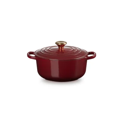 Le Creuset Bräter rund Signature 20cm 2,4L | Gusseisen | Induktion | backofenfest | spülmaschinengeeignet | garnet