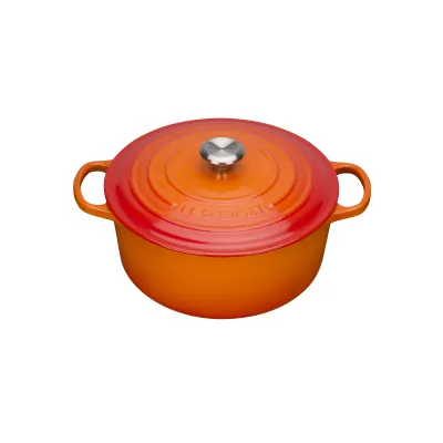 Le Creuset Bräter Signature rund 20 cm | Gusseisen | Induktion geeignet | 2,4 Liter | ofenrot