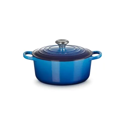 Le Creuset Bräter rund Signature 21177242202430 | Gusseisen | 24 cm | 4,2 L | Induktion geeignet | backofenfest | Azure
