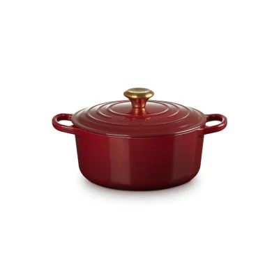 Le Creuset Bräter rund Signature 24 cm 21177-24 | Gusseisen | Induktion geeignet | backofenfest | rot | 4,2 Liter