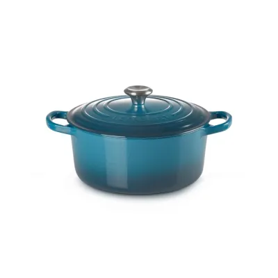 Le Creuset Bräter Signature rund 26cm, deep teal