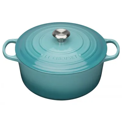 Le Creuset Bräter Signature rund 26cm | Gusseisen | 5,3 Liter | Induktion geeignet | spülmaschinenfest | karibik
