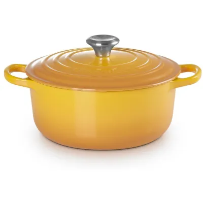 Le Creuset Bräter Signature rund 26cm | Gusseisen Bräter | 5,3 Liter | Induktion & Backofen geeignet | nectar