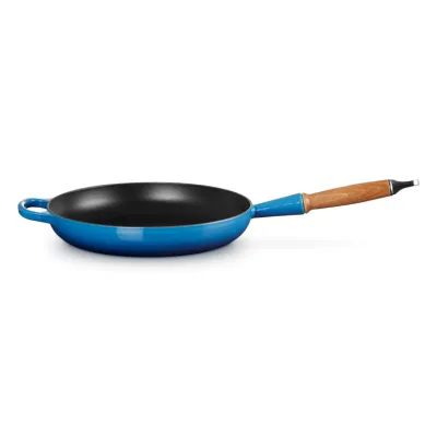 Le Creuset Bratpfanne Signature 20258282200422 | Gusseisen | 28 cm | Holzgriff | induktionsgeeignet | azure blau