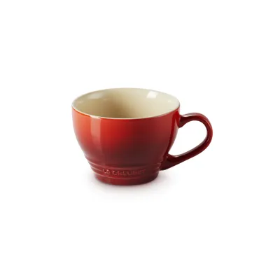 Le Creuset Becher 400 ml kirschrot | Steinzeug Tasse | große Kaffeetasse | kratzfest | spülmaschinenfest | robust