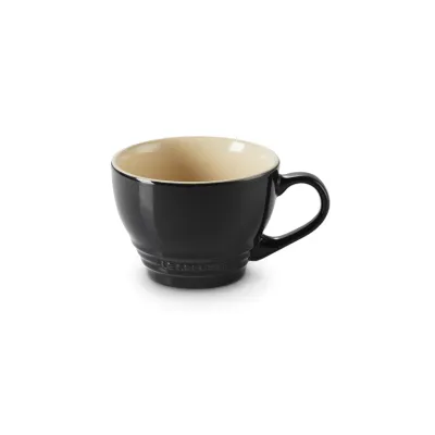 Le Creuset Becher 400 ml | Kaffee Tasse | Steinzeug | spülmaschinenfest | hitzebeständig | kratzfest | Schwarz glänzend
