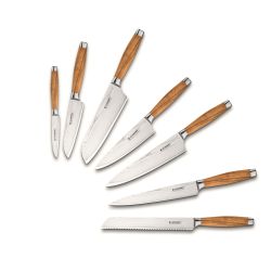 Le Creuset Damaszener Messer mit Olivenholz-Griff