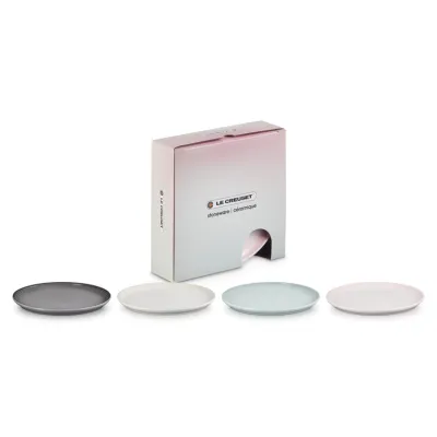 Le Creuset Frühstücksteller Set 4 Stück | Coupe 22 cm | Teller | modern | pastellfarben | Geschirr | vielseitig | rund