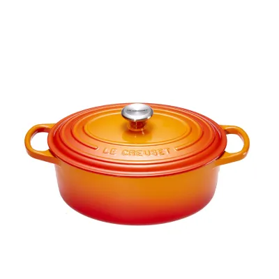 Le Creuset Bräter Signature 27cm oval 3,4L | Gusseisen | backofenfest | Induktion geeignet | ofenrot