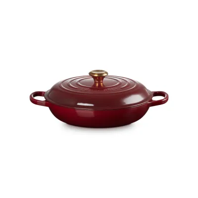 Le Creuset Bräter GOURMET-PROFITOPF SIGNATURE 30cm | Gusseisen | Induktion | 3,5L | rund | backofenfest | Garnet Rot
