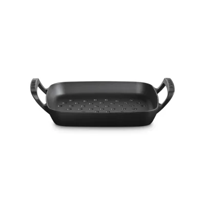 Grillkorb Gusseisen 30x30 cm quadratisch | BBQ Grillkorb emailliert | Outdoor Zubehör | schwarz matt | smartgoods.de