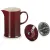 Bild: Le Creuset Kaffee-Bereiter Garnet | French Press | 1L | kratzfestes Steinzeug | Edelstahl-Knopf | rot