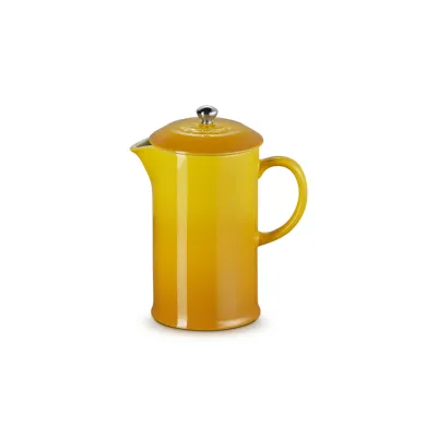 Le Creuset Kaffee-Bereiter NECTAR | French Press | 1 Liter | Steinzeug | kratzfest | Edelstahlknopf | gelb