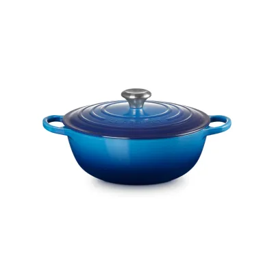 Le Creuset Bräter La Marmite Signature 26 cm | Gusseisen | Induktion geeignet | Spülmaschinenfest | Azure Blau