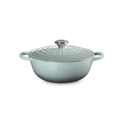 Le Creuset Gusseisentopf LA MARMITE SIGNATURE 26 cm | Schmortopf | induktionsgeeignet | Sea Salt | rund | backofenfest