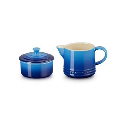 Le Creuset Zucker- & Milchset Azure | Frühstücksset | Keramik | großes Fassungsvermögen | ikonisches Design | Blau