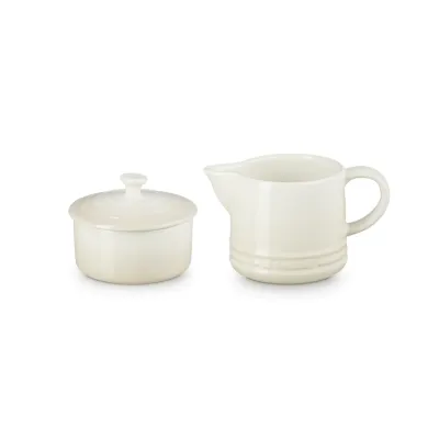 Le Creuset Zucker- und Milchset Meringue | Keramik | 2-teilig | großes Fassungsvermögen | ikonisches Design | cremeweiß
