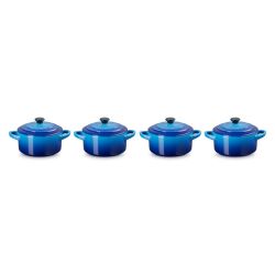 Le Creuset Mini-Cocotte 4er Set, Azure