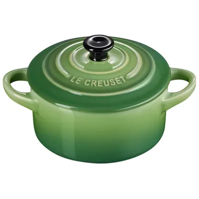 Le Creuset Mini Cocotte | 10cm Mini-Bräter | Steinzeug | Spülmaschinenfest | Ofenfest | Schwarz glänzend