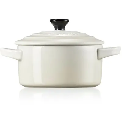 Le Creuset Mini Cocotte 10cm Meringue | Mini-Bräter Steinzeug | kratzfest & spülmaschinengeeignet | 0,25l | cremefarben