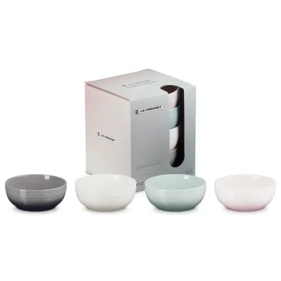Le Creuset Müsli Schale Set | 16 cm Coupe | 4er Set | 0,77l | Modern | Pastellfarben | Keramik | Spülmaschinenfest