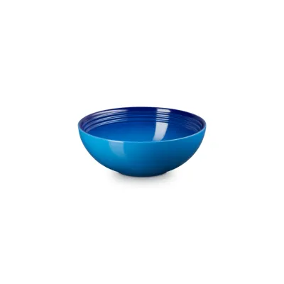 Le Creuset Salatschüssel 24 cm Azure | Steinzeug | 2,2 l | spülmaschinengeeignet | mikrowellengeeignet | blau