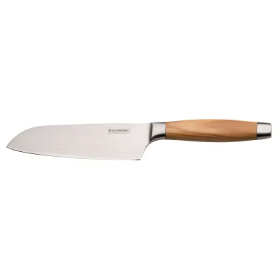 Le Creuset Santokumesser 18cm | Damaststahl 64-lagig | Olivenholzgriff | extrem scharf | Solingen | Messer