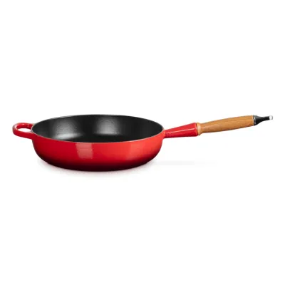 Le Creuset Sautépfanne Signature 28cm | Gusseisen Pfanne | Induktion geeignet | Holzgriff | Kirschrot