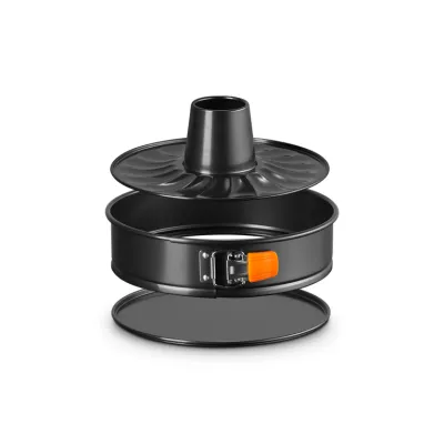 Le Creuset Springform mit Rohrboden 26 cm | Kuchenform rund | Antihaftbeschichtung | Silikongriffe | schwarz