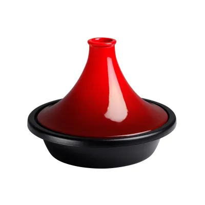 Le Creuset Tagine 27 cm | Gusseisen-Schmortopf | Marokkanische Tajine | Induktion & Backofen geeignet | kirschrot