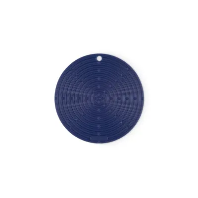 Topflappen rund Klassik Azure | Topfuntersetzer Silikon | hitzebeständig bis 250°C | rutschfest | Farbe: Blau