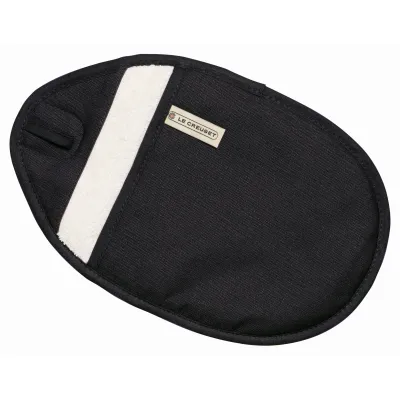 Le Creuset Topflappen 31x21cm | Griffschutz Ofenhandschuh | Baumwolle | hitzebeständig | Magnet | Schwarz