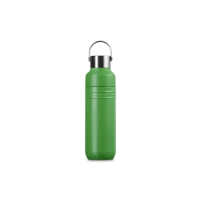 TRINKFLASCHE 1 L BAMBOO | Isolierte Edelstahl Trinkflasche | Doppelwandig | Vakuumisoliert | Auslaufsicher | Silber