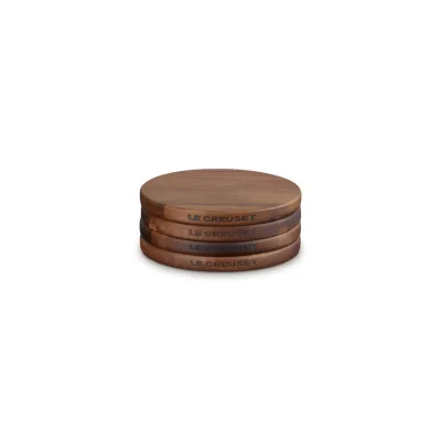 Gourmand Untersetzer Set | Magnetisch | Akazienholz | 4 Stück | bis 16,6 cm | Naturholz | Maserung Unikat