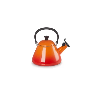 Le Creuset Wasserkessel Kone | 1,6 Liter | Emaille-Stahl | Induktion geeignet | Flöte | ergonomisch | Farbe Ofenrot