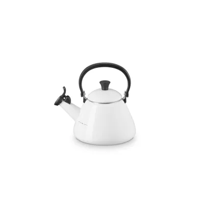 Le Creuset Wasserkessel Kone White | Flötenkessel | 1,6L | Emaille & Karbonstahl | Induktion geeignet | Weiß