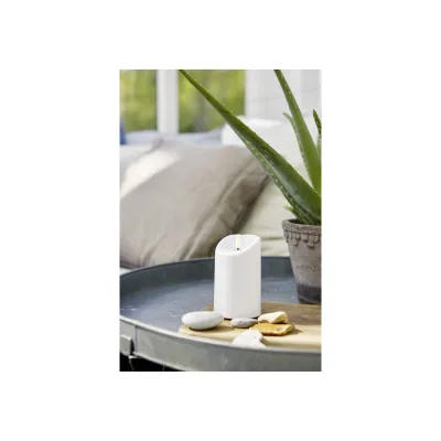 Star Trading LED Stumpenkerze 063-83 | Outdoor Kerze 3D Flamme | 13x7,5 cm | warmweiß | Timer | IP44 | weiß