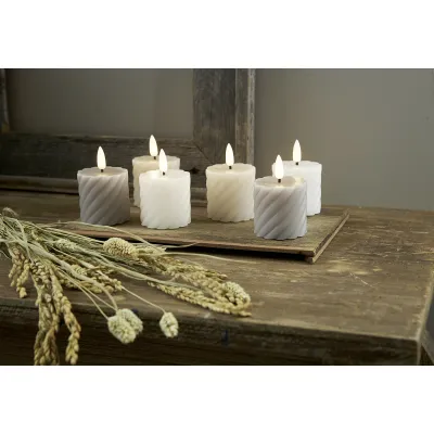 Star Trading LED-Echtwachs-Kerze 061-12 Votivkerze | Timer | gedrehtes Wachs | 7,5x5 cm | 2er Set | Grau