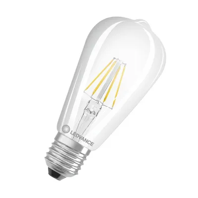 LEDVANCE LED-Lampe E27 | Edison Kolbenform | 4W 470lm | 2700K warmweiß | klar | Filament | nicht dimmbar