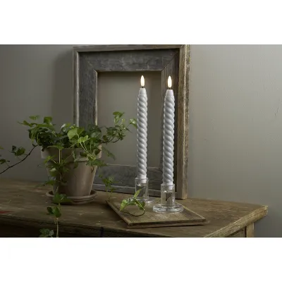 LED-Leuchterk.Antique grau 2st