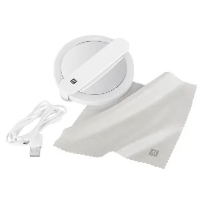 Zwilling Kosmetikspiegel Premium 10000679 | LED Make-up Spiegel 10x Vergrößerung | multifunktionaler Griff | 17,1x13,6cm