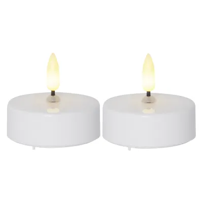 Star Trading LED-Teelicht 2er-Set 063-06 | Maxi Teelicht Flamme | Timer 6h | Batteriebetrieb | Ø 5,8cm H 5,5cm | weiß