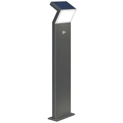 DOTLUX LED-Solar-Pollerleuchte FLASHground 100cm | 3,5W | 3000K | Bewegungssensor | Alu grau | IP54