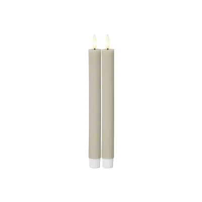 Star Trading LED Stabkerzen 2er-Set 061-64 | Wachskerze flackernde Flamme | Timer | batteriebetrieben | beige | 25x2,1cm