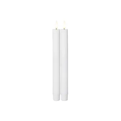 Star Trading LED Wachskerze 2er-Set 061-63 | Stabkerzen Echtwachs 25x2,1cm | Timer | flackernd | Batterie | weiß