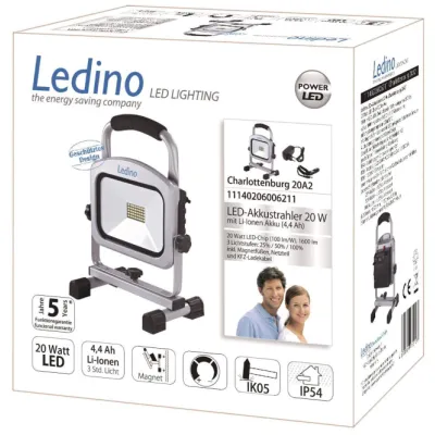 LEDINO 11140206006211 LED-Akkustrahler 20W Charlottenburg silb