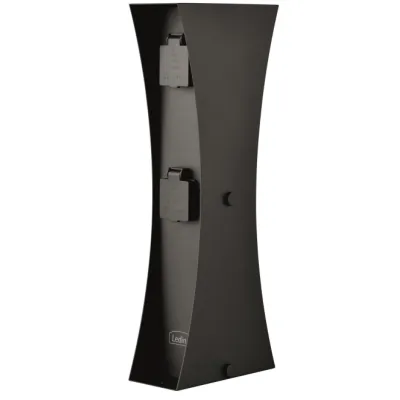 Ledino Außensteckdose Connect D4A 11790000002025 | 4-fach Steckdosensäule | Edelstahl schwarz | IP44 | 460mm | Garten