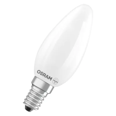 OSRAM LED-Kerzenlampe BASECLB40 4W/827 E14 | 470lm | warmweiß 2700K | matt | 2er Pack | klassisch | Glas